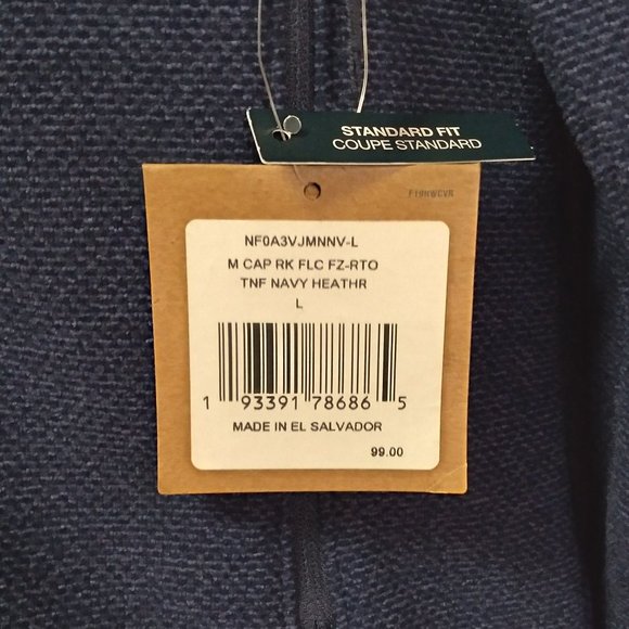 🆕 The North Face Men's Cap Rock Fleece Full Zip, Large-TNF Navy Heather, Auth. - Picture 3 of 5